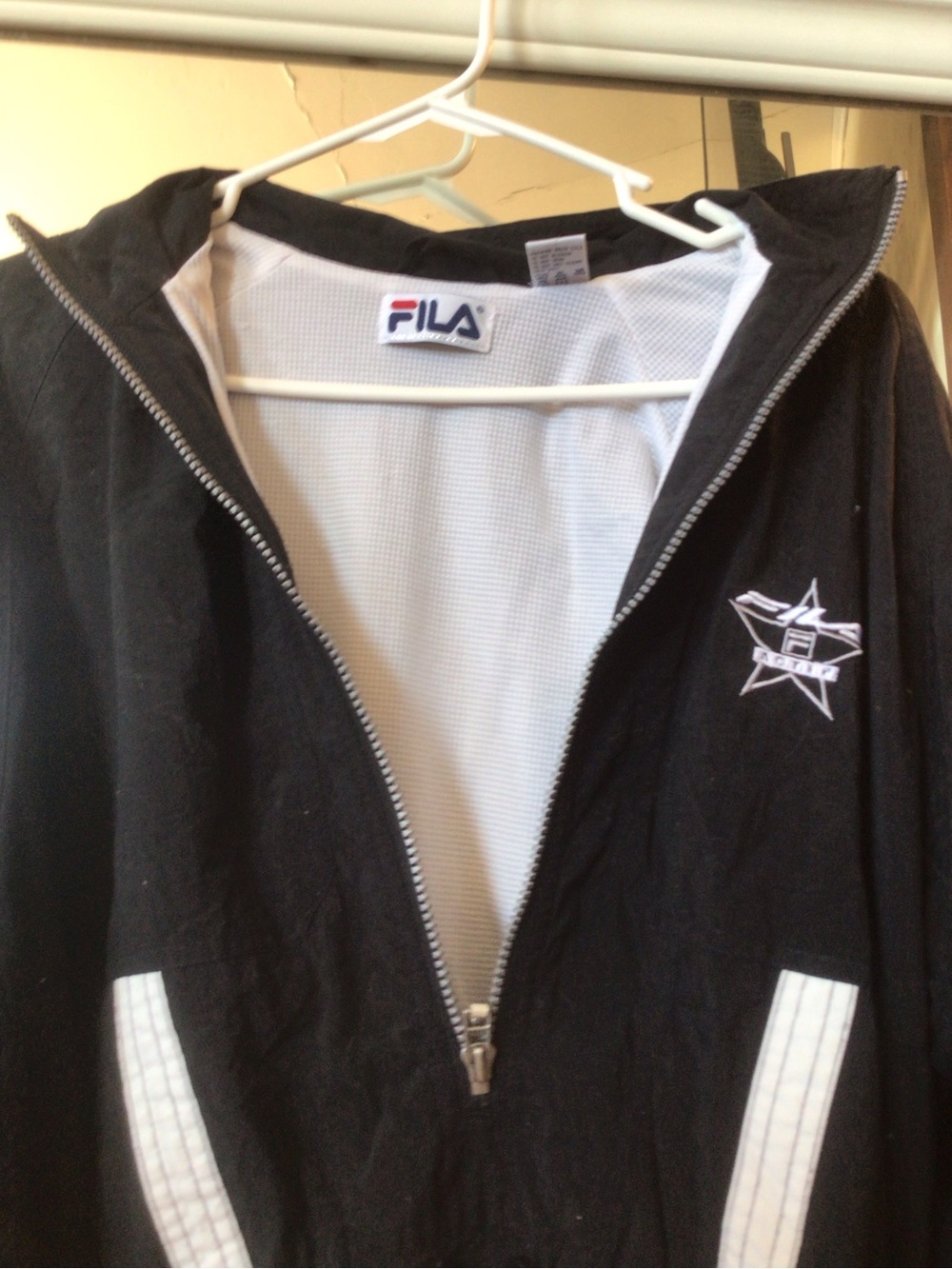 Fila Black and White Lightweight Zip-Up Shirt Jacket